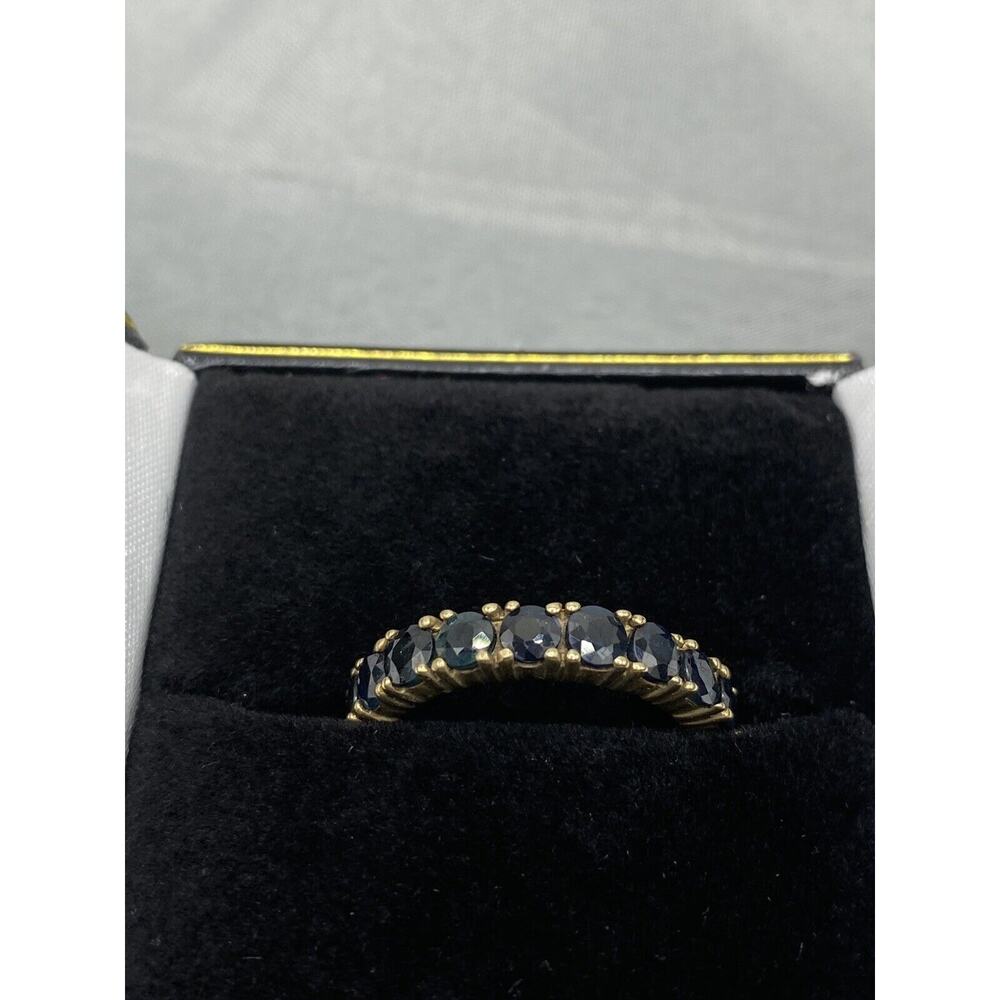 ROUND SAPPHIRE ETERNITY WEDDING BAND IN 10K Gold Size 7 3.27g